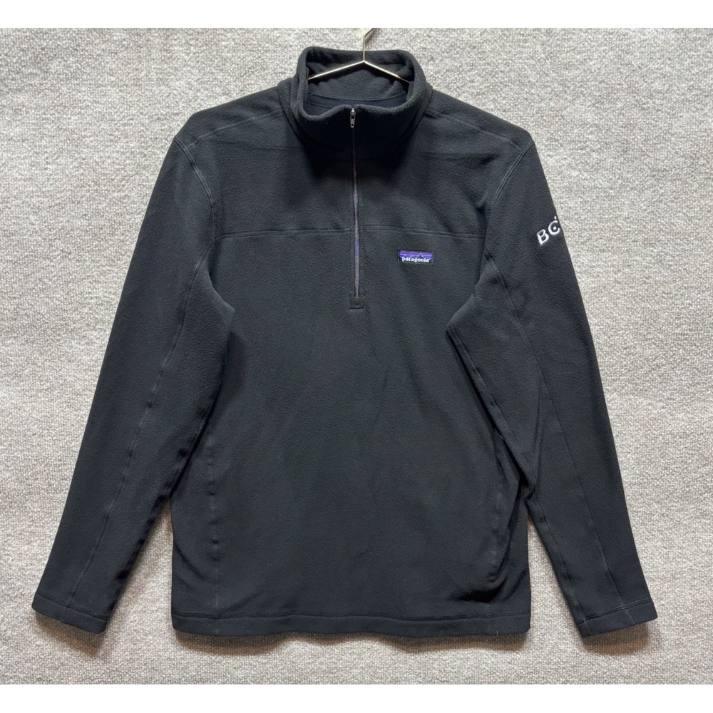 Patagonia Micro D 1/4 Zip Fleece Pullover Men's Medium Black EUC Camping Hiking